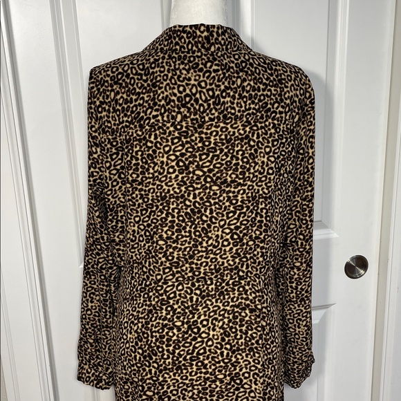 Spense Animal Print Shirt Midi Dress Size 14 Long Sleeve Brown Tan Button Up - Picture 5 of 14
